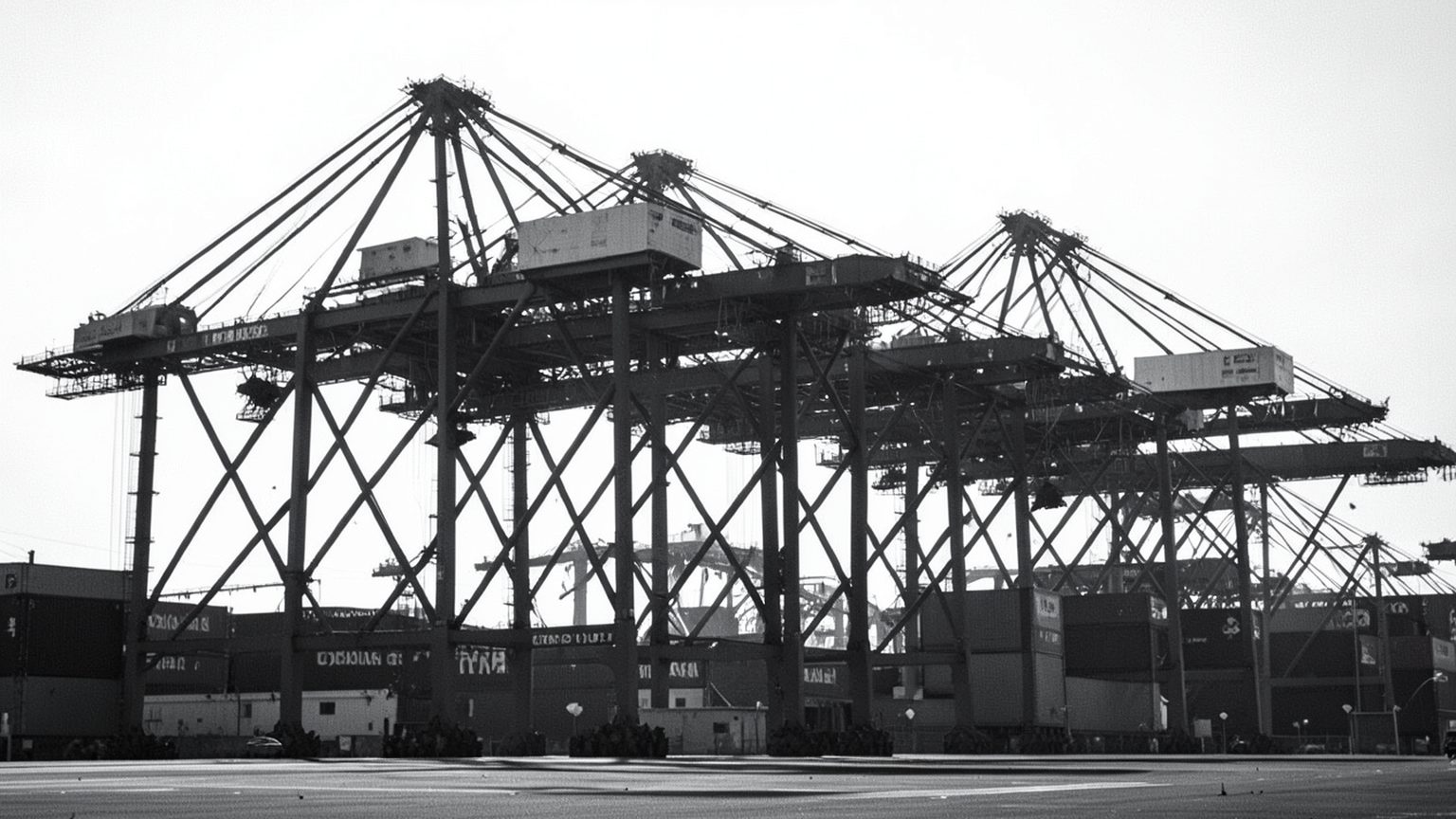 Container cranes at a shipping terminal